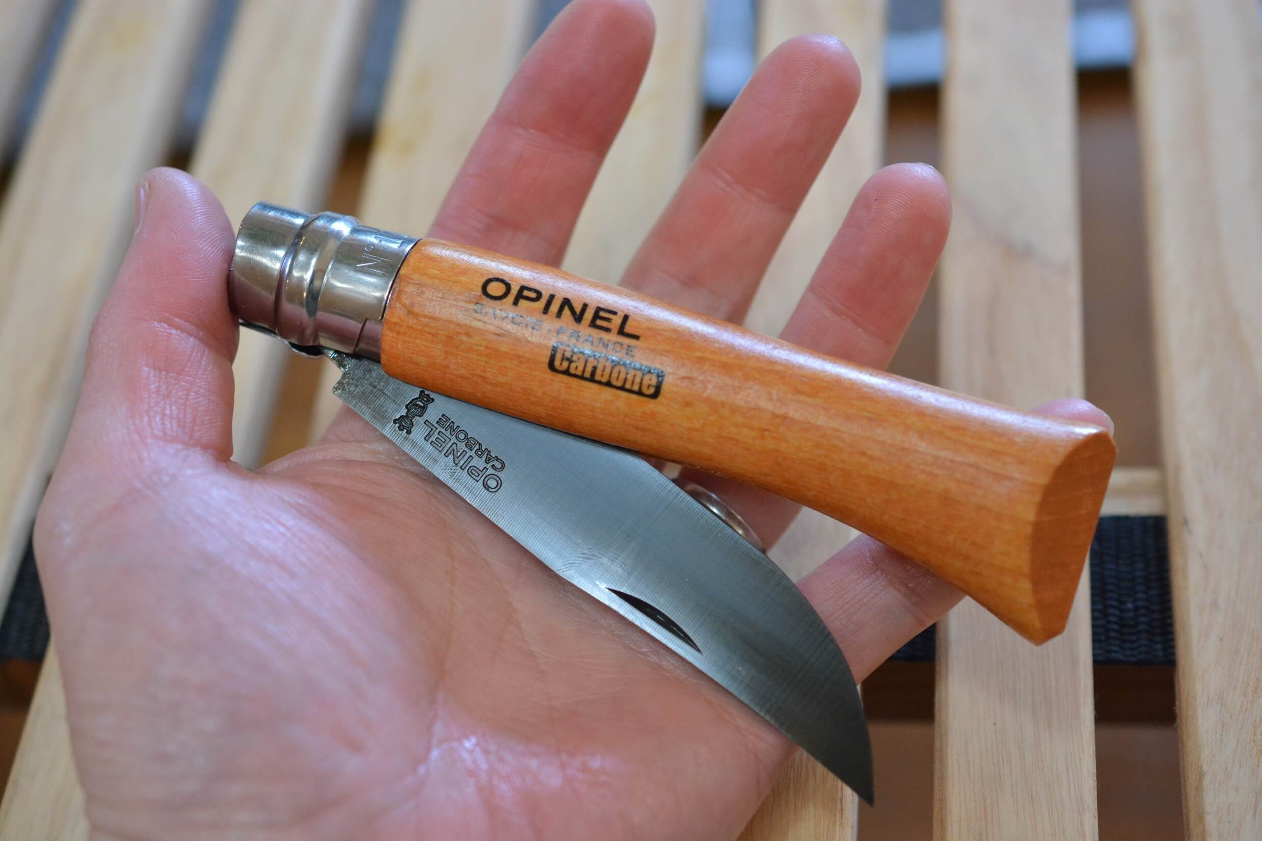 OPINELナイフ　黒錆加工　組み付け