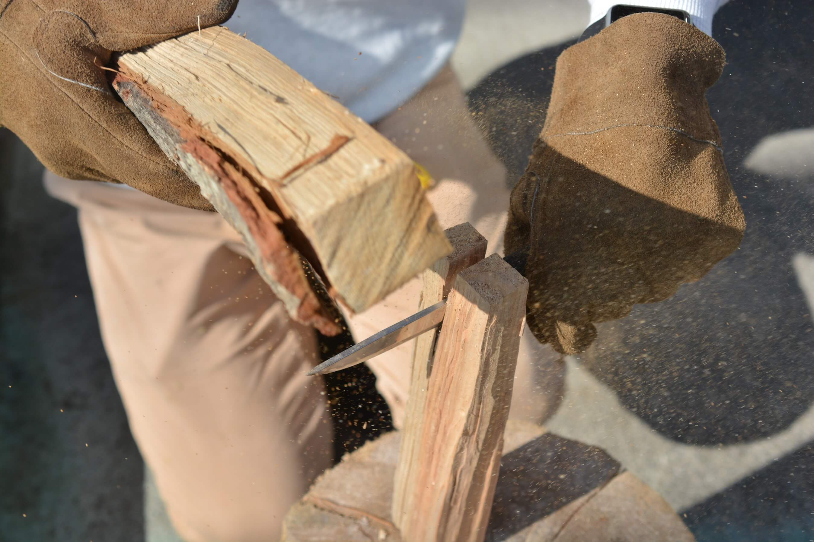 ワークマン ワークグローブ[WG-800]（レザーグローブ）バトニング