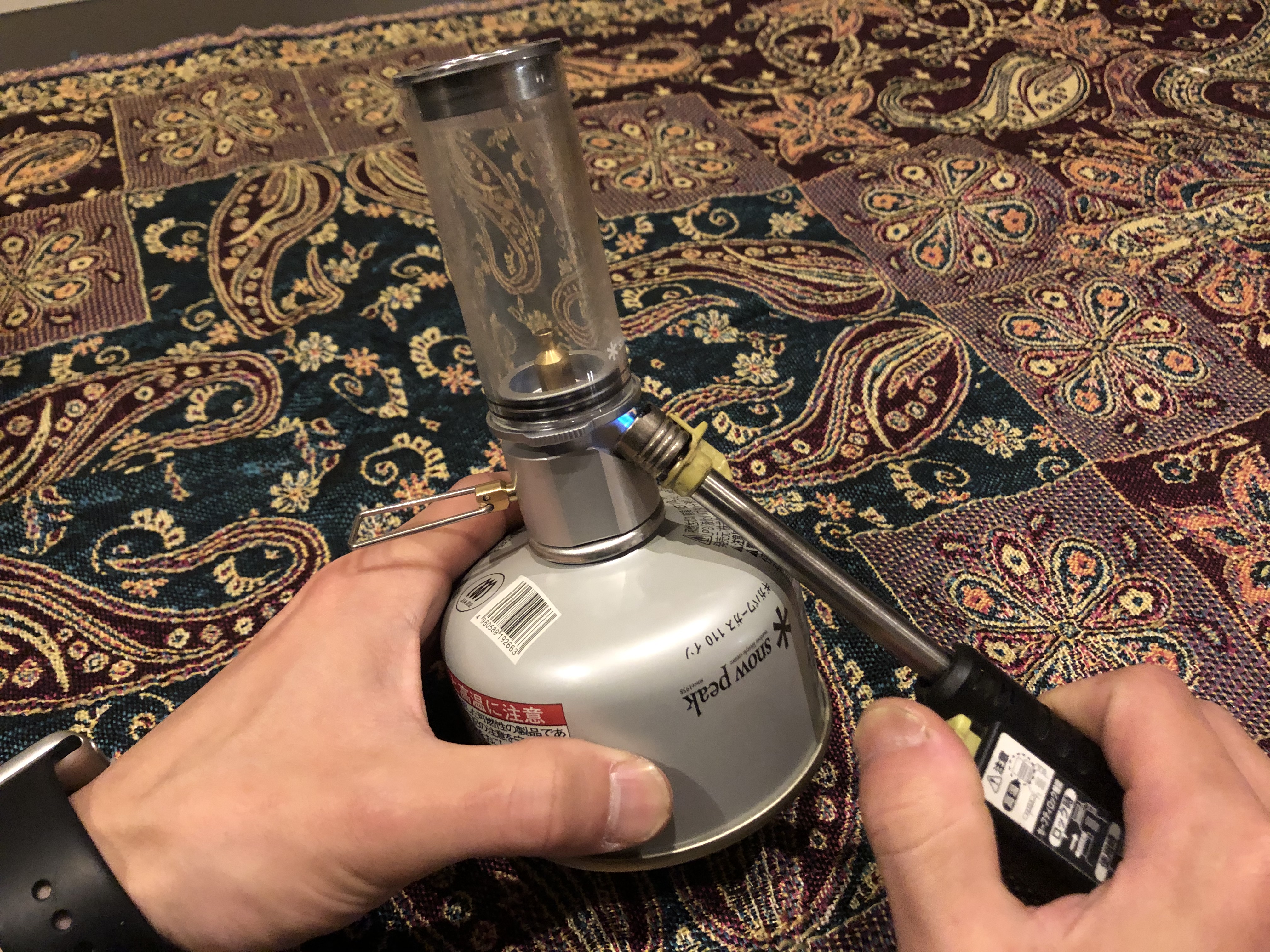 スノーピーク　ノクターン　スライドガストーチで着火