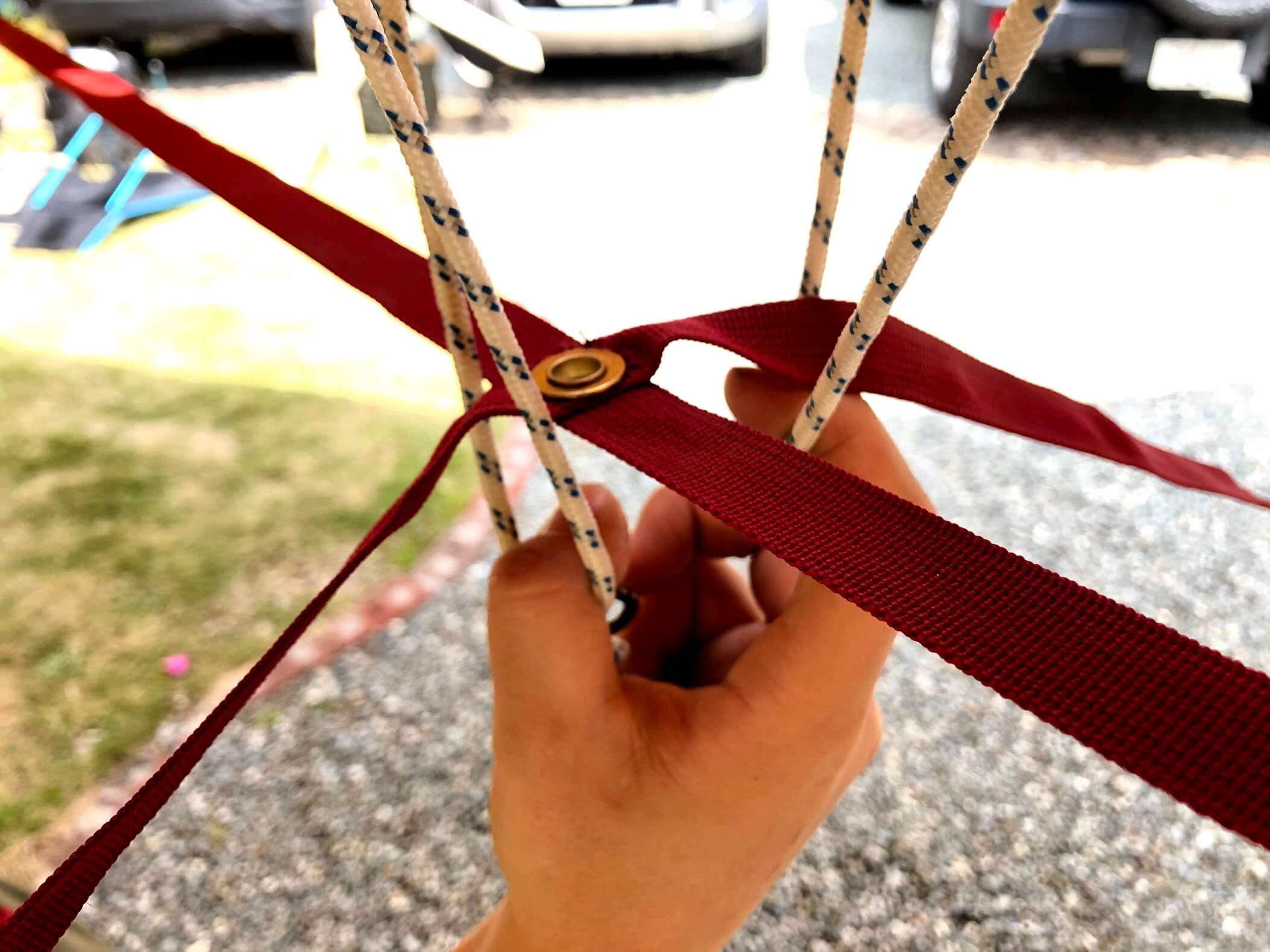 テンマクデザイン　青空タープTC　クロステープ　通し方