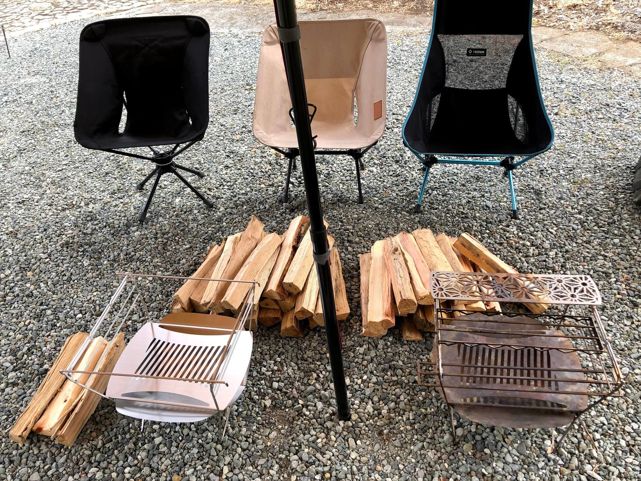 ヘリノックス チェアツー　焚き火