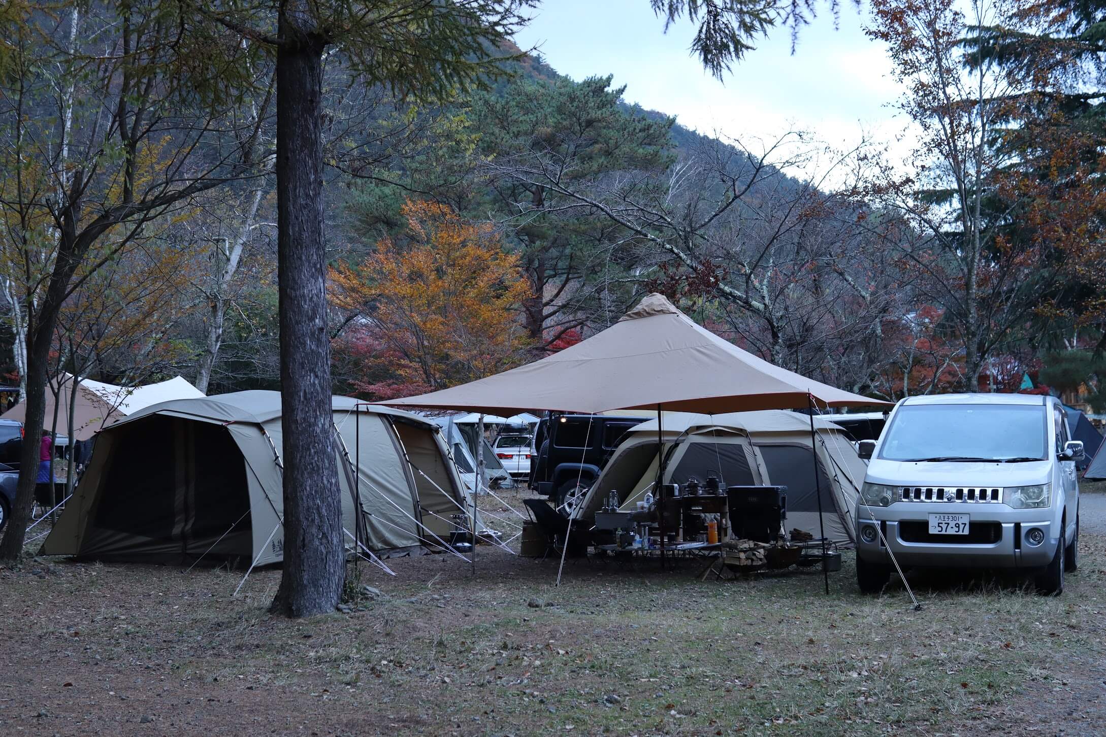 ogawa アポロン + 青空タープTC(5m×5m) ＋ デリカD5
