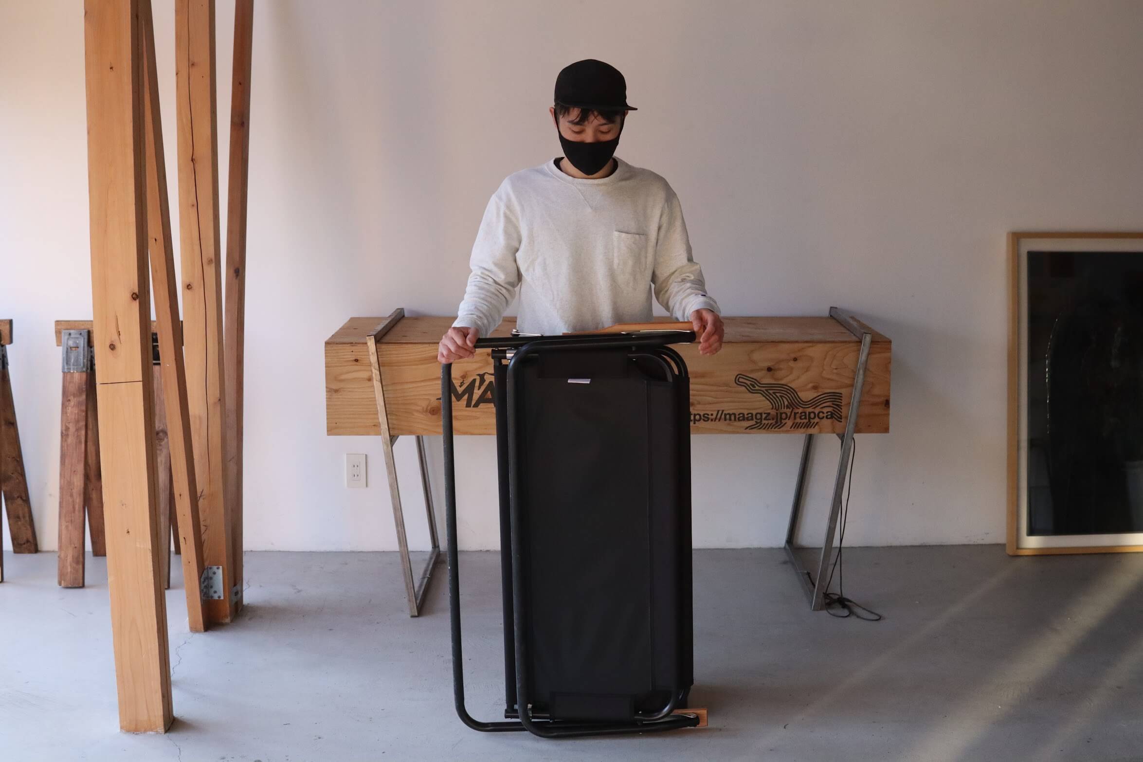 CAPTAIN STAG CSブラックラベル アルミ背付ベンチ 仕舞寸法